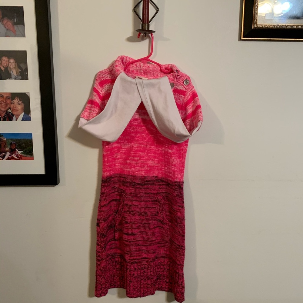 Girls size 10-12 knit dress with white sleeves